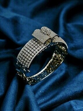 Cubic Zirconia Openable Cuff Style Bangle